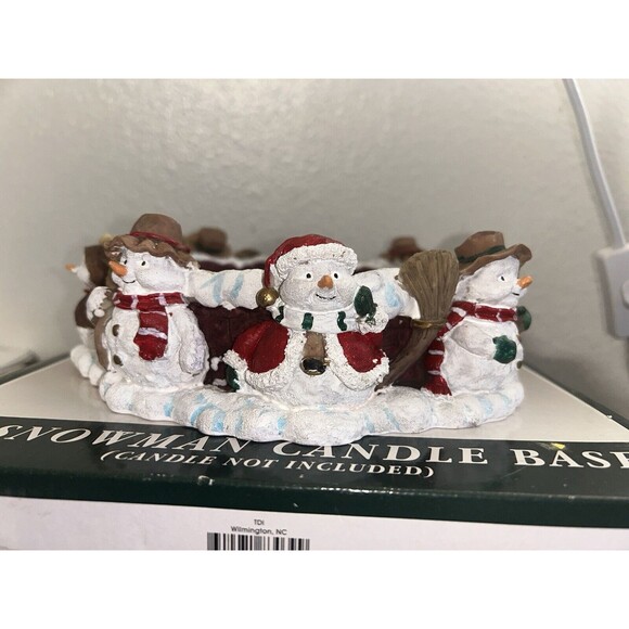 Holiday Expressions 6” Snowman Candle Base Holder Christmas Decor Gifts White - Picture 3 of 7